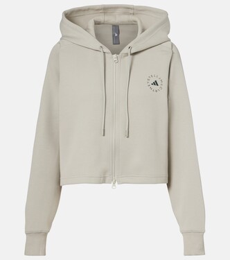Logo cotton-blend jersey hoodie | Adidas by Stella McCartney