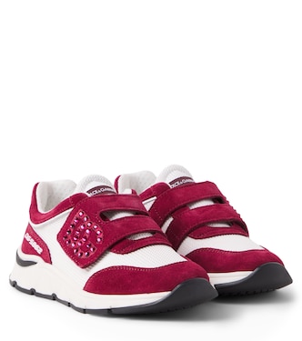 DG embellished suede-trimmed sneakers | Dolce&Gabbana Kids