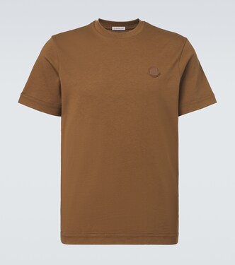 Leather-trimmed cotton jersey T-shirt | Moncler