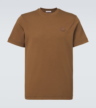 Leather-trimmed cotton jersey T-shirt | Moncler