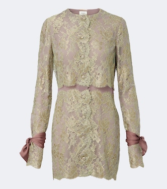 Silk-trimmed lace minidress | Saint Laurent