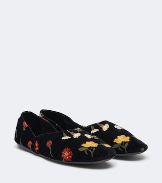 Jane embroidered velvet ballet flats | Khaite