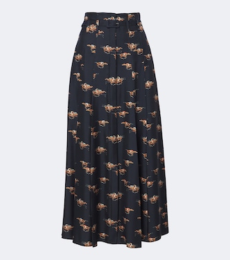 Falda midi Dugald de sarga de seda estampada | Gabriela Hearst