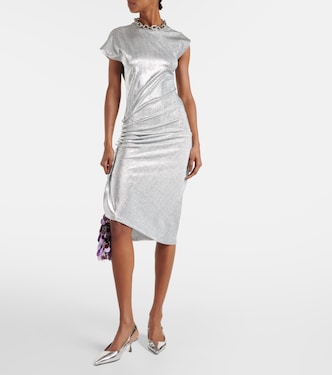 knee length dresses for ladies Morilee Metallic Cut Out Jersey Prom Dress 49064 main image 1