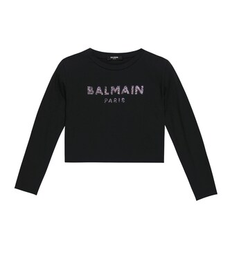 Embellished cotton crop top | Balmain Kids