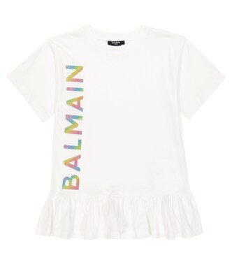 Logo cotton jersey dress | Balmain Kids