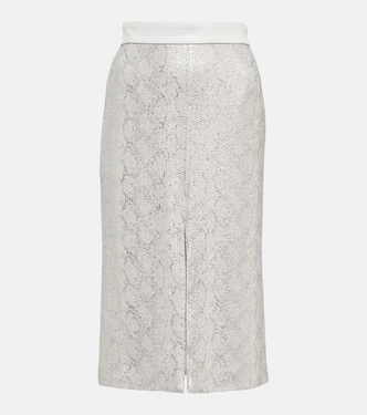 Sequined snake-effect midi skirt | Jacques Wei