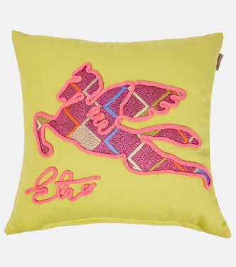 Pegaso embroidered cotton cushion | Etro