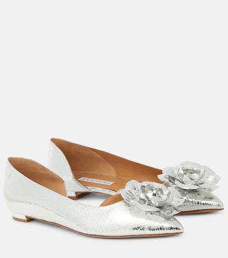 Ballerinas Paris Rose aus Metallic-Leder | Aquazzura