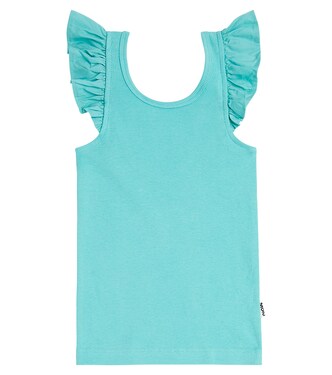 Ranja ribbed-knit ruffled cotton-blend top | Molo