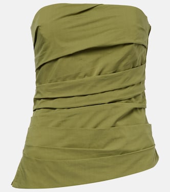 Emerson ruched cotton-blend tube top | Simkhai