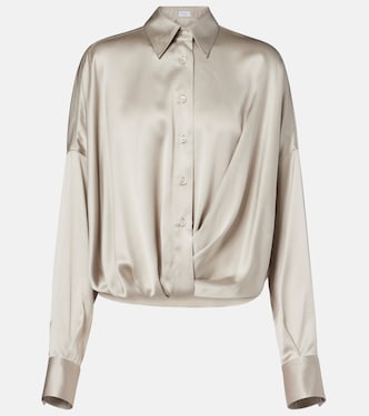 Silk-blend satin shirt | Brunello Cucinelli