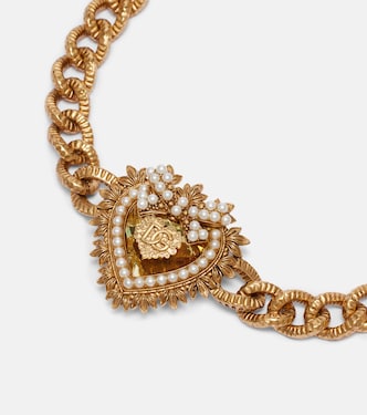Devotion faux pearl-embellished bracelet in gold - Dolce Gabbana