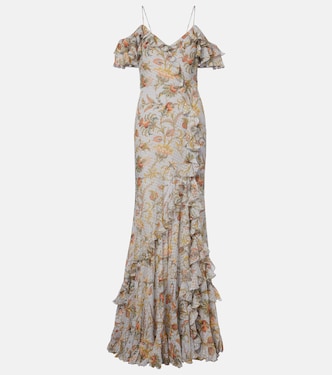 Floral polka-dot ruffled silk-blend maxi dress | Etro