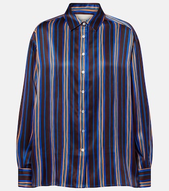 Maya striped silk charmeuse pajama shirt | Asceno