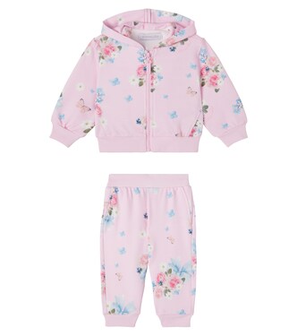 Floral zip-up hoodie and sweatpants set | Monnalisa