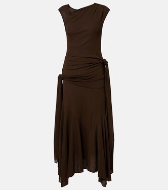 Asymmetric draped mesh midi dress | Ganni