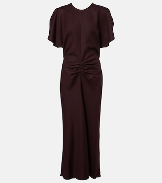 Bela gathered virgin wool midi dress | Victoria Beckham