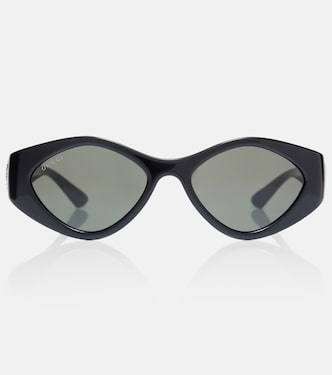 Interlocking G crystal-embellished oval sunglasses | Gucci