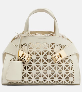 Hug Mini laser-cut leather top-handle bag | Ferragamo