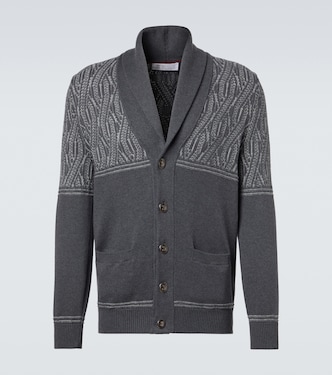 Jacquard cotton cardigan | Brunello Cucinelli