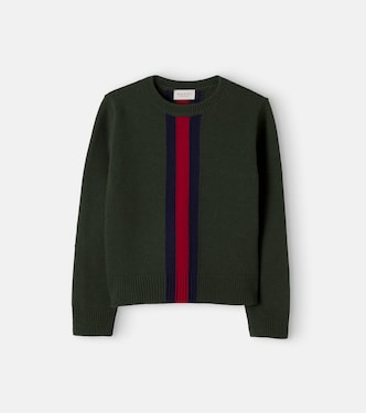 Web stripe jacquard wool sweater | Gucci Kids