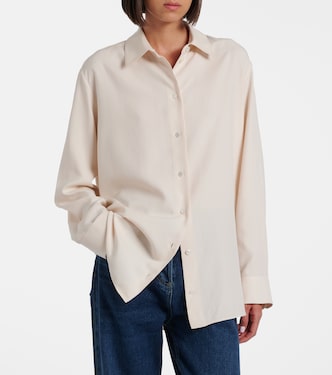 The Row silk linen shirt シルクリネンシャツ Sisilia silk shirt in white - The Row | Mytheresa