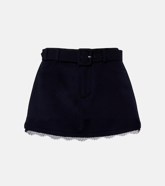 Belted lace-trimmed shorts | Self-Portrait