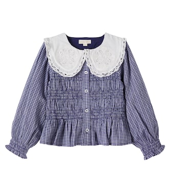 Enola checked smocked cotton blouse | Louise Misha