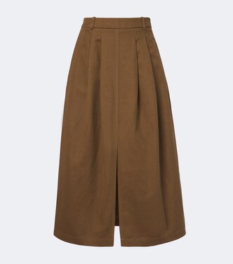 Kharis cotton and linen twill midi skirt | Joseph