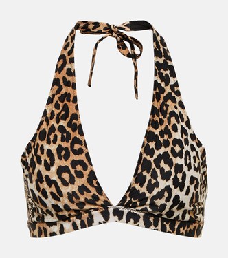 Leopard-print bikini top | Ganni