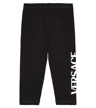 Baby logo cotton-blend jersey leggings | Versace Kids