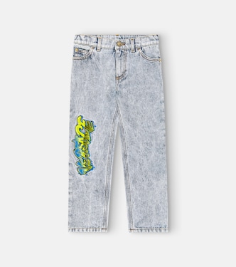 Embroidered logo straight jeans | Versace Kids