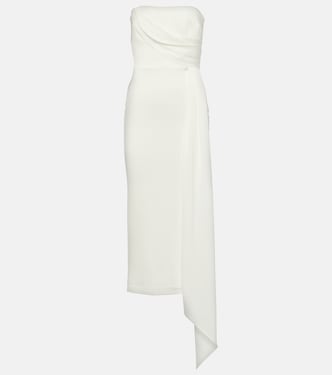 Bridal draped strapless crepe midi dress | Alex Perry