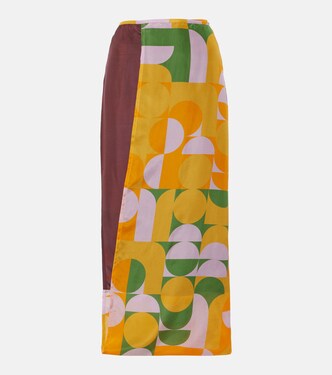 Printed silk satin maxi skirt | Dries Van Noten
