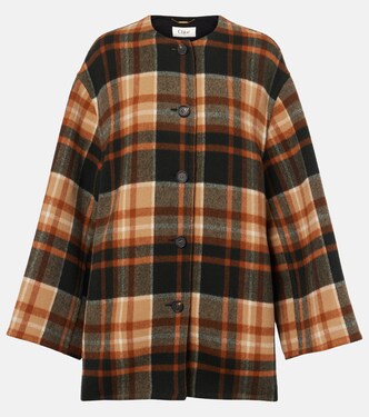 Checked wool and silk coat | Chloé