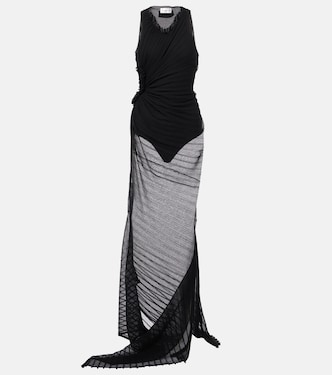 Gathered sheer tulle maxi dress | Victoria Beckham