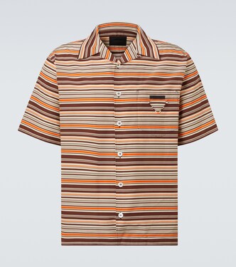 Striped cotton and silk bowling shirt | Prada