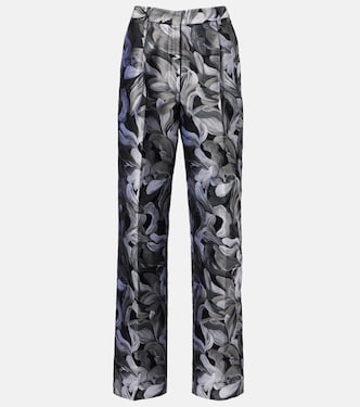 Jacquard high-rise wool straight pants | Dries Van Noten