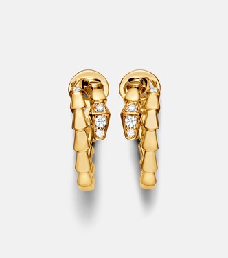 Serpenti Viper 18kt gold hoop earrings with diamonds | Bvlgari