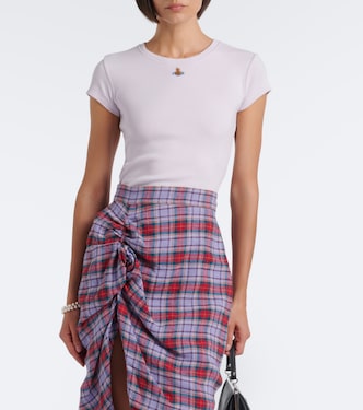 Peru cropped cotton-blend jersey T-shirt in white - Vivienne
