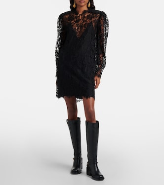 Floral lace minidress in black - Chloe | Mytheresa