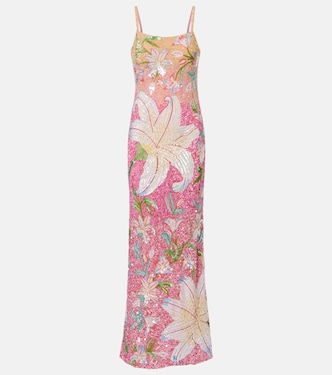 Robe longue à sequins et à fleurs | Là Fuori