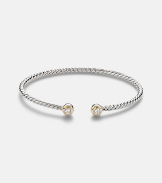 Micro Cable Flex® 마이크로 925 스털링 실버 14kt 골드 뱅글 | David Yurman