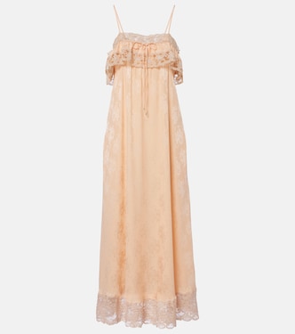 Lace-trimmed silk jacquard midi dress | Chloé