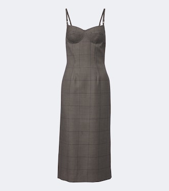 Houndstooth wool midi dress | Mugler
