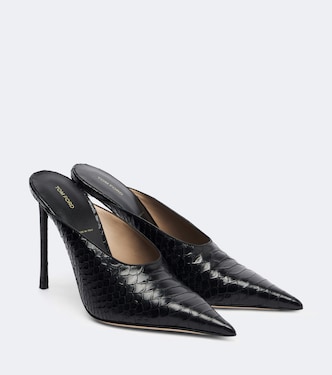 Snake-effect leather mules | Tom Ford