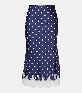 Polka-dot satin midi skirt | Self-Portrait