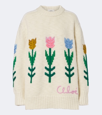 Pull en laine à fleurs | Chloé
