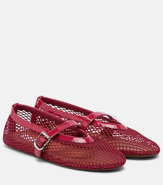 Leather-trimmed fishnet ballet flats | Alaïa